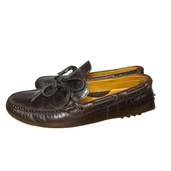 Cole Haan Other - Cole Haan Air Grant Croc Leather Driving Shoes Men’s 7 Dk Brown Slip On Loafers